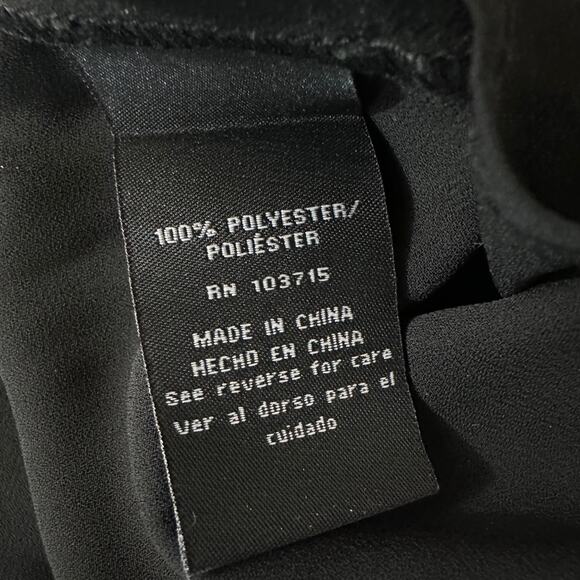 Zac & Rachel Dress Top WMNS XL Black Chiffon Roll Tab Sleeve Zip Up V-Neck - Picture 6 of 7